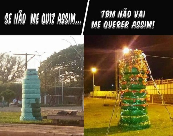 Em cidade de Rondônia, prefeitura empilha pneus para fazer árvore de Natal e vira "piada" na internet