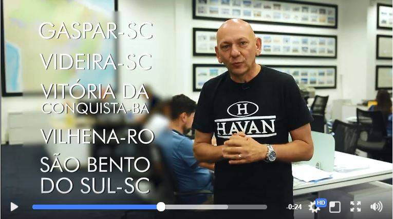 Assista: em vídeo no Facebook, dono da Havan promete inaugurar filial em Vilhena até o mês de maio