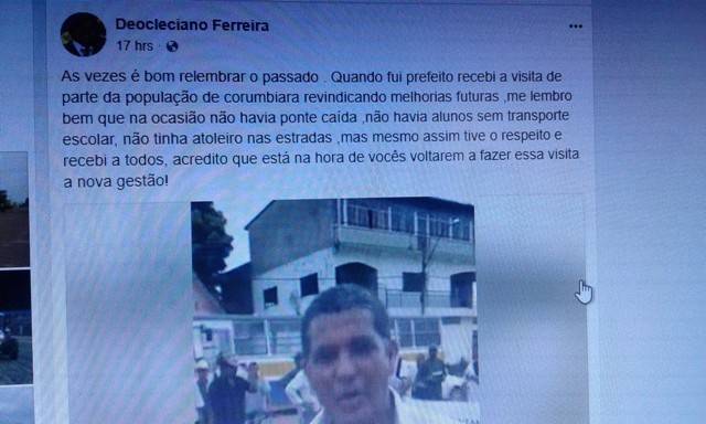 Após longo tempo em silêncio, ex-prefeito de Corumbiara reaparece e “cutuca” atual pelo Facebook