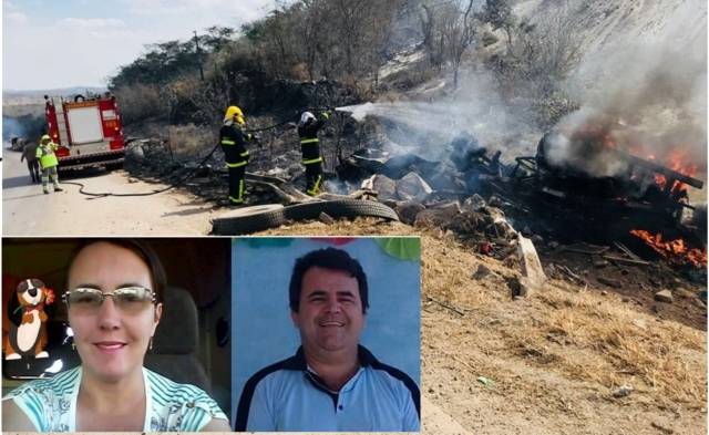 Carreta tomba, pega fogo e casal de Colorado do Oeste morre carbonizado em rodovia do Mato Grosso
