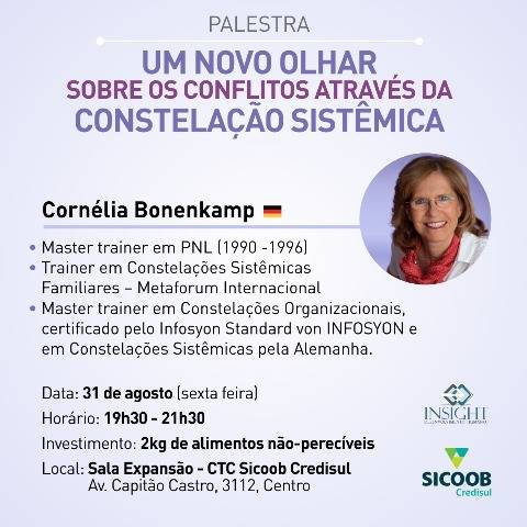 Vilhena: especialista alemã ministra palestra sobre Constelação Sistêmica no CTC Sicoob Credisul