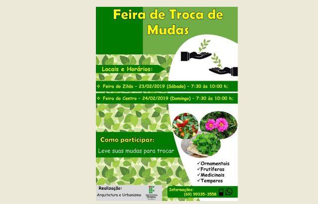 Alunos do IFRO criam feira para a troca de plantas em Vilhena e doarão leite arrecadado para Lar dos Idosos