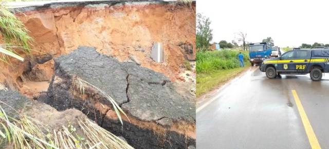 VEJA VÍDEO: após chuvas intensas, asfalto cede e rodovia que liga Rondônia ao restante do país está interditada