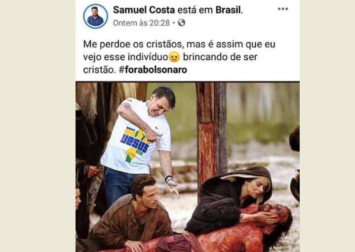 Assessor de pastor é demitido da Assembléia Legislativa após montagem de Bolsonaro com “arminha” mirando em Cristo