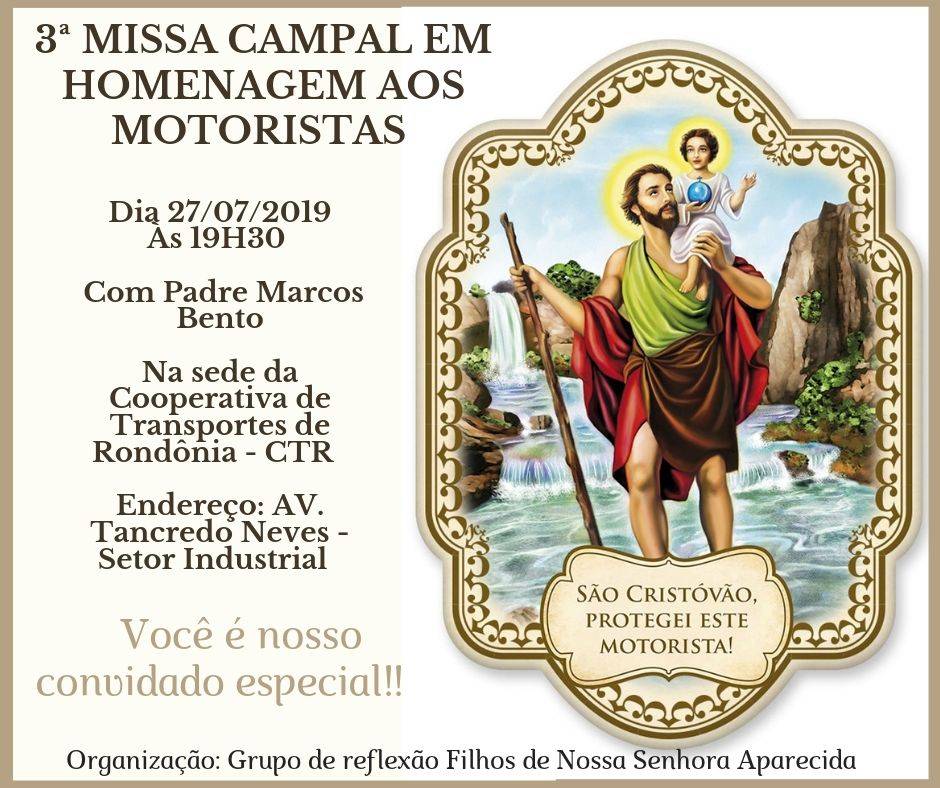 3ª Missa Campal em homenagem aos motoristas será realizada em Vilhena