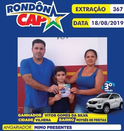 Garoto vilhenense de 8 anos fatura carro de R$ 32 mil no sorteio do Rondoncap; Cone Sul teve outros ganhadores