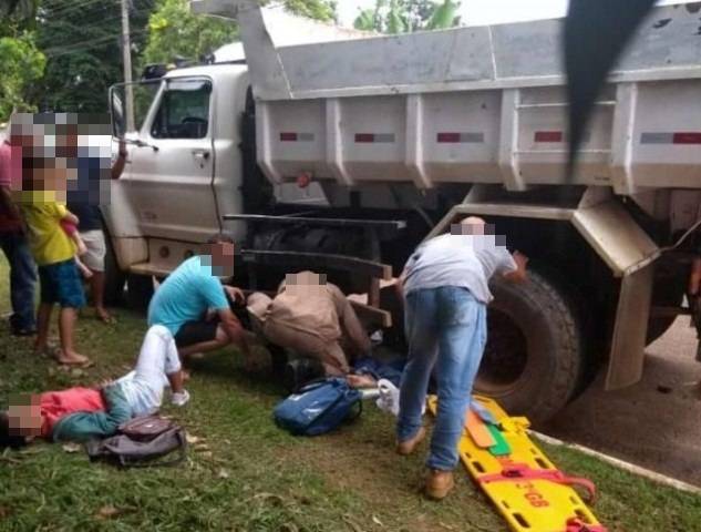 Em Vilhena, acidente envolvendo motocicleta e caminhão deixa mulheres em estado grave