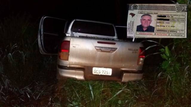 Em cidade vizinha, fazendeiro de 67 anos é encontrado morto dentro de picape; seqüestradores conseguiram fugir