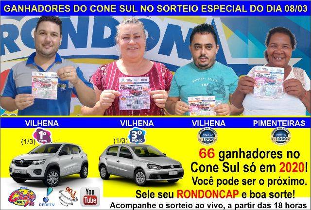 Região de sortudos: com últimos premiados, Rondoncap já soma 66 ganhadores no Cone Sul em 2020