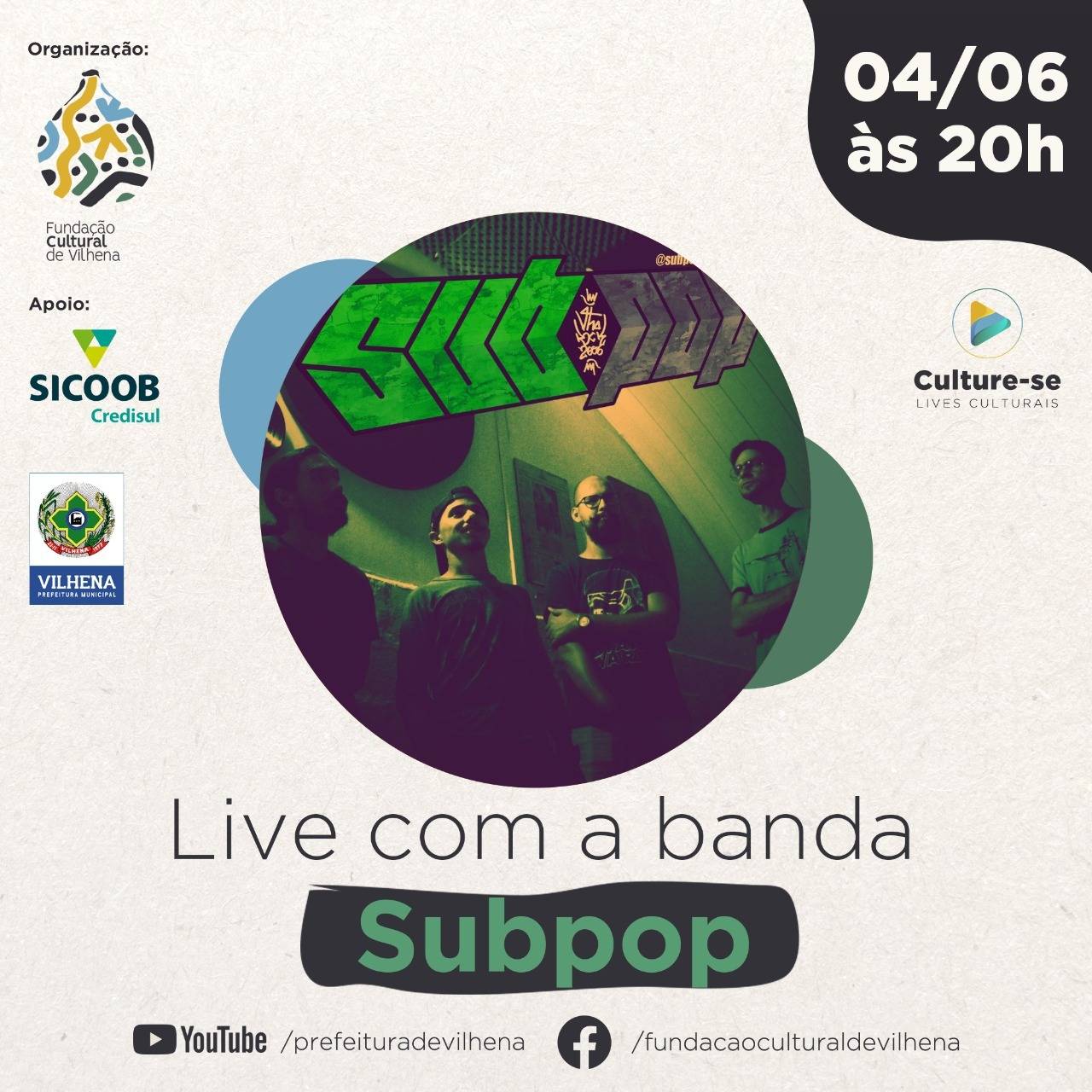 Subpop se apresenta em live artística com músicas autorais no projeto Culture-se da Fundação Cultural de Vilhena