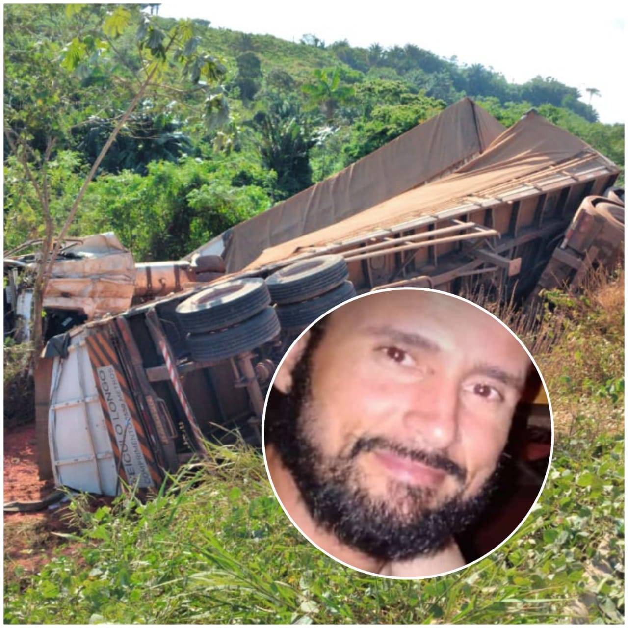 FOTOS: atingido por companheiro de estrada, caminhoneiro de Vilhena morre após tombar carreta em curva no Estado do Pará