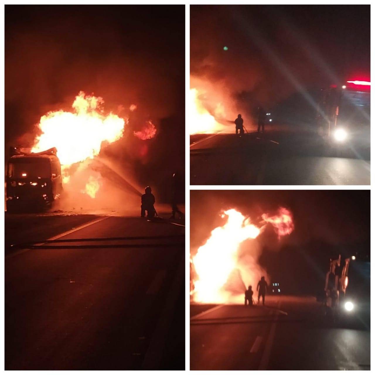 Caminhão pega fogo às margens de BR, em Vilhena, e deixa trânsito em meia pista durante madrugada