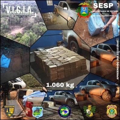 VÍDEO: ação conjunta de forças policiais apreende 1 tonelada de cocaína avaliada em R$ 26 milhões; carro e droga vêm para Vilhena