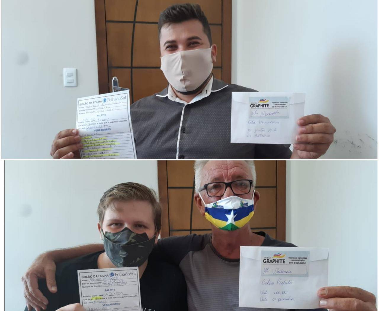 BOLÃO DA FOLHA DO SUL: assessores políticos acertam placar da eleição municipal em Vilhena e recebem prêmios