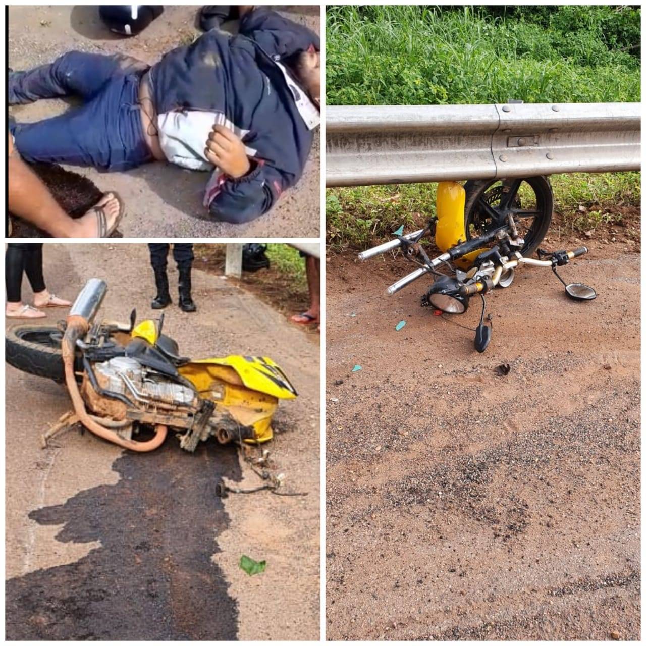 Casal sobrevive a acidente que deixou motocicleta partida ao meio em rodovia que liga Vilhena a Colorado do Oeste