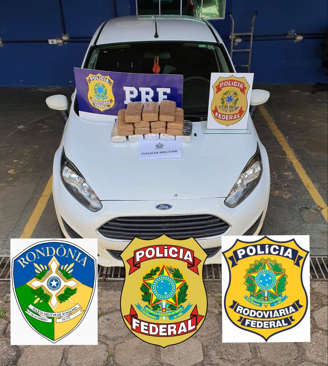 Com filhos de 7 e 2 anos a bordo, casal é preso pela PRF em Vilhena, levando carregamento de cocaína para Cuiabá