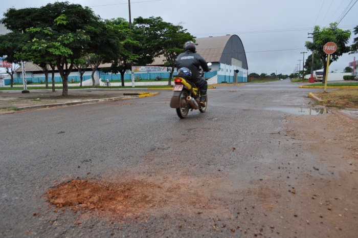 Prefeitura tapa buracos de asfalto com terra