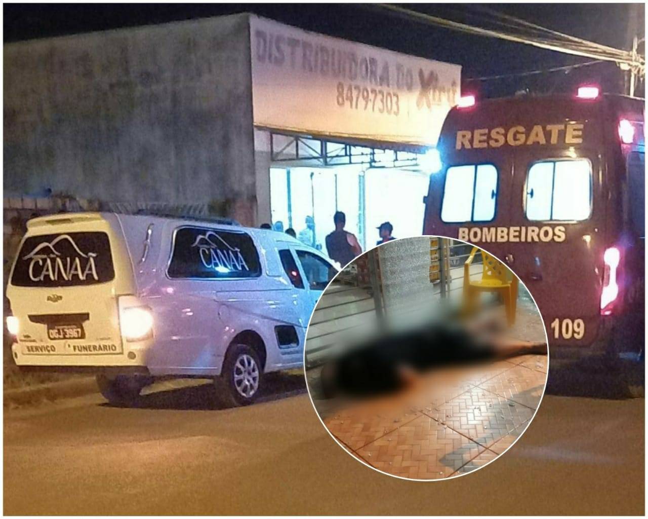 URGENTE: homem é executado a tiros enquanto bebia em distribuidora; sobrevivente baleado foi socorrido