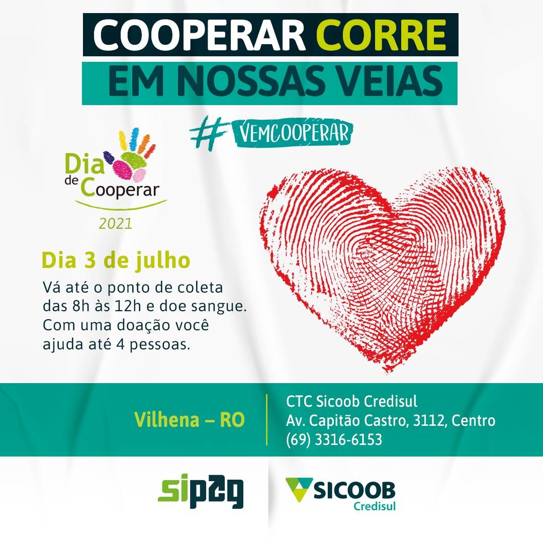 Dia C: CTC Sicoob Credisul será ponto de coleta de sangue neste sábado, em Vilhena