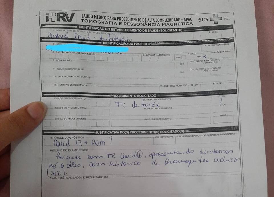 Diagnosticada com Covid-19 em Vilhena, garota de 20 anos se revolta ao saber que tomografia só é feita em Porto Velho