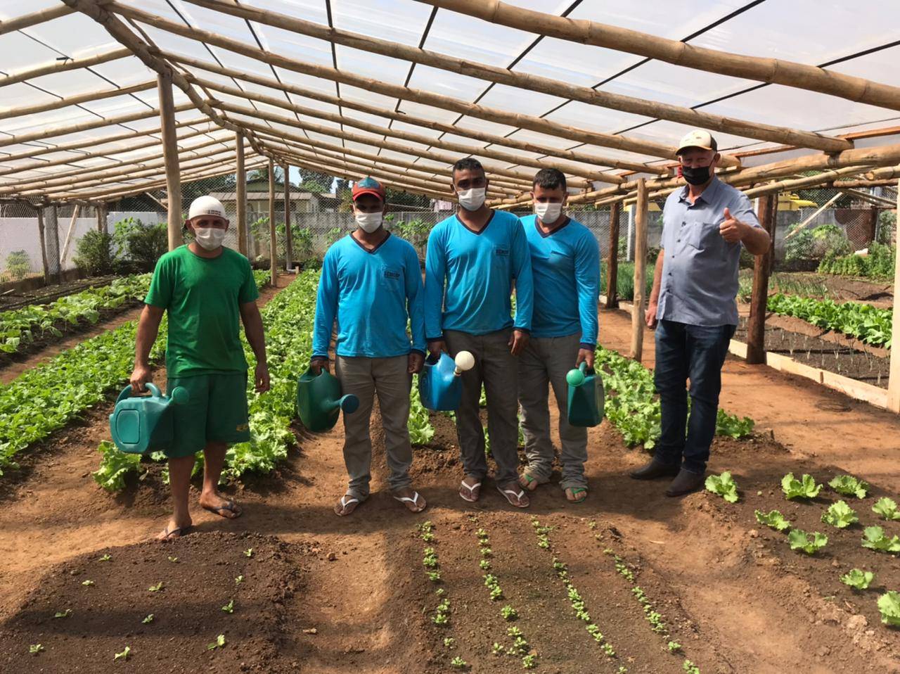 Secretário de Agricultura de Cerejeiras visita projeto de horta em cadeia pública; iniciativa teve começo humilde há mais de um ano