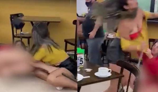 Ao ver ex-marido com a atual, mulher se junta a amiga e pancadaria “rola solta” em conveniência de posto