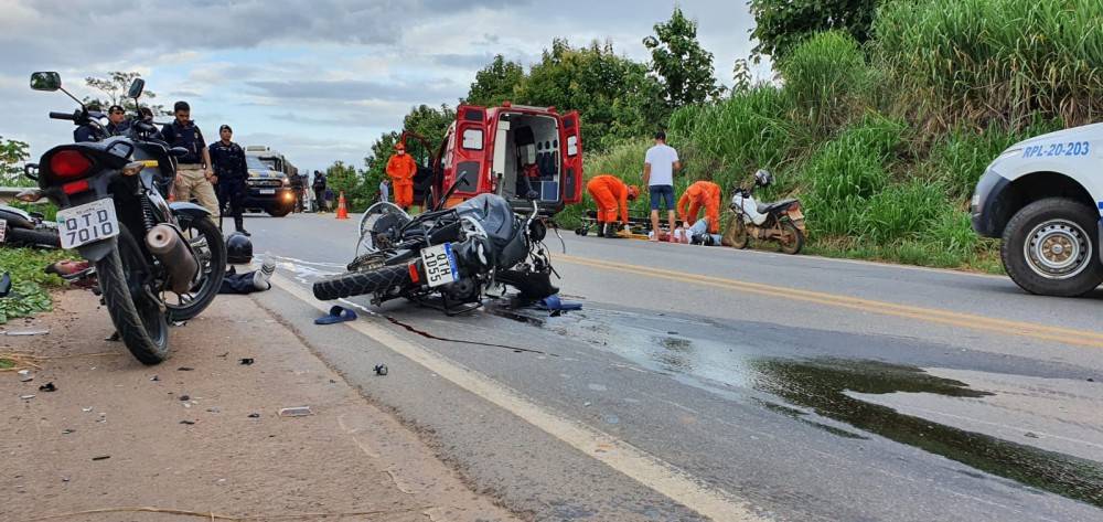 Mais uma tragédia na BR 364: choque entre motocicletas deixa um morto e dois feridos na região central de RO; VEJA VÍDEO
