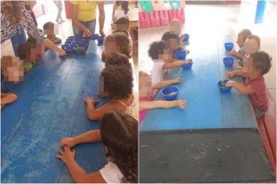 ASSISTA: viraliza vídeo que mostra crianças de creche comendo com as mãos por falta de talheres em cidade vizinha