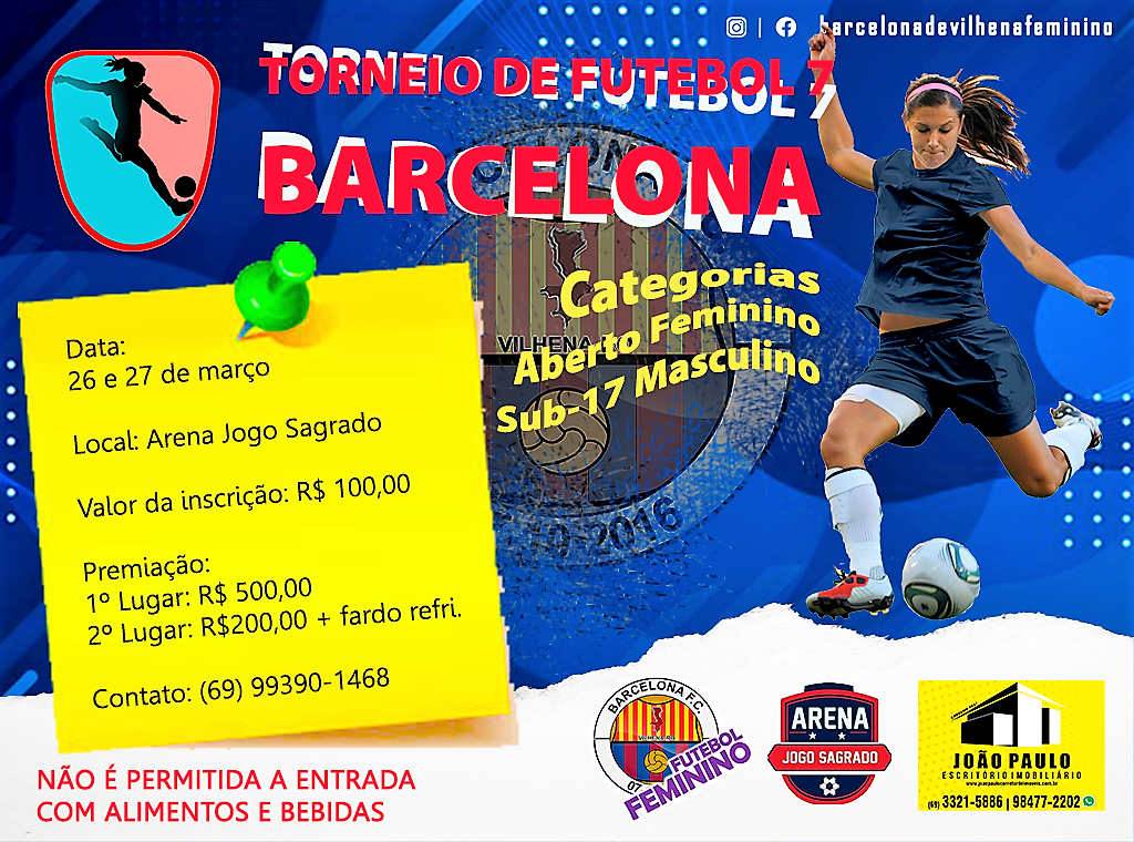 Organizado pelo Barcelona, torneio de futebol 7 feminino e sub-17 masculino acontece na Arena Jogo Sagrado