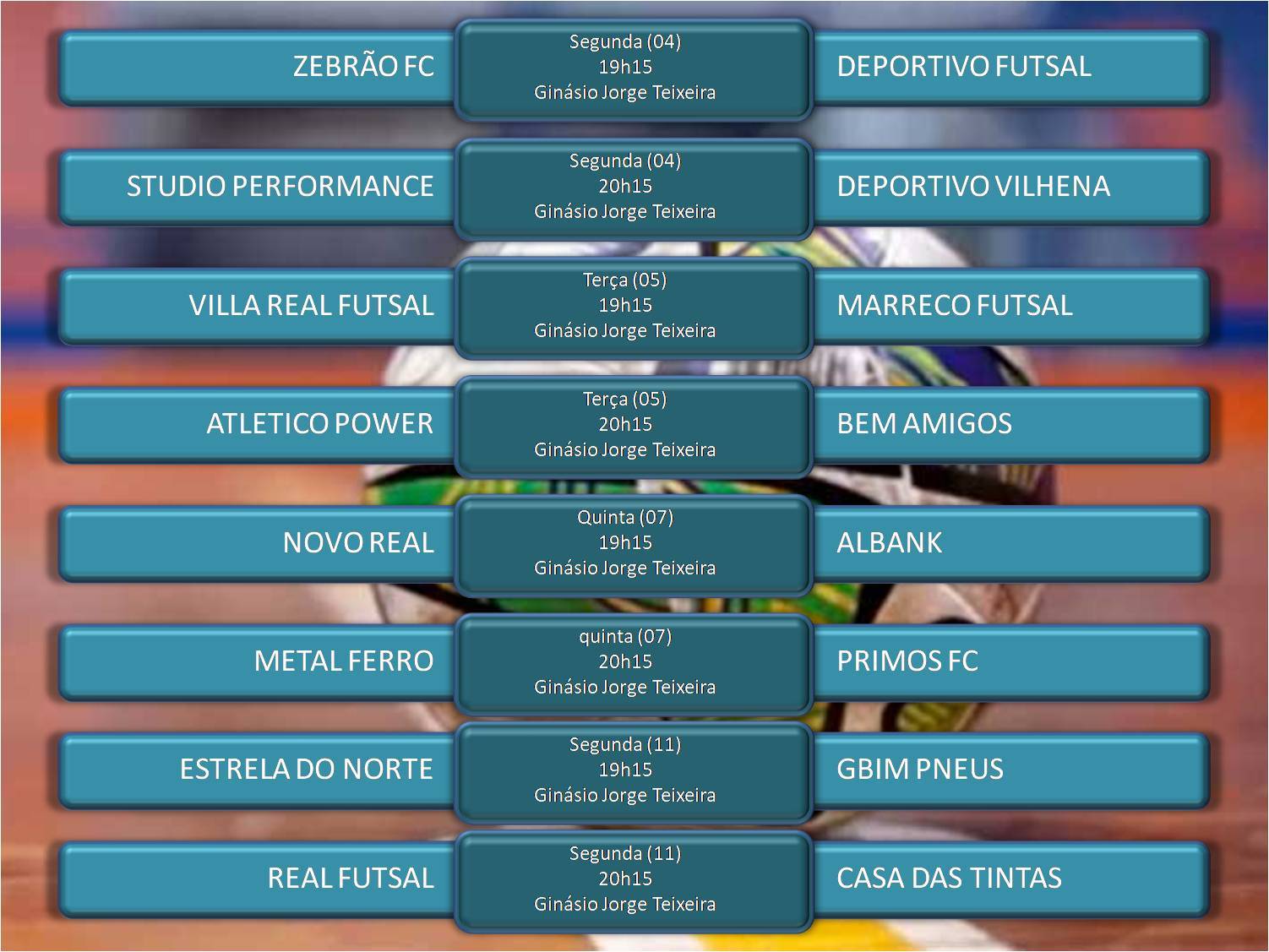 Começam nesta segunda-feira as disputas das oitavas de final Campeonato Municipal de Futsal