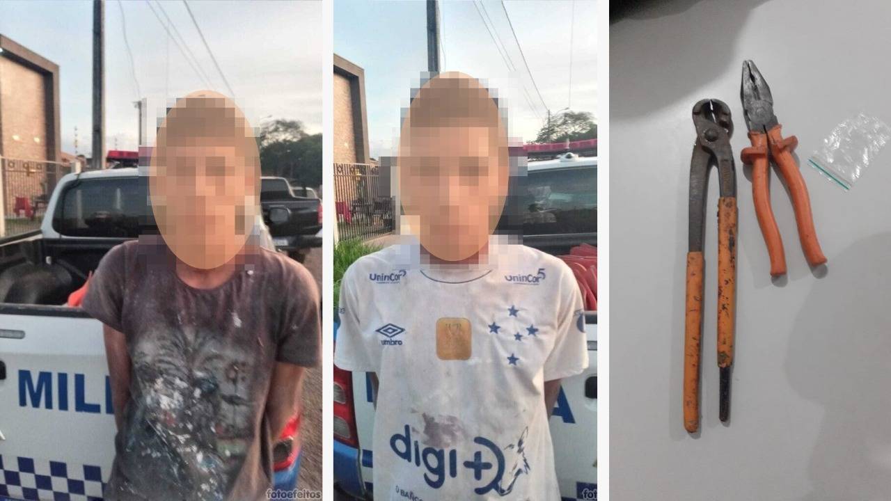 No trabalho, homem vê através de câmeras de vigilância ladrões tentando invadir sua casa; jovem e adolescente são presos em flagrante