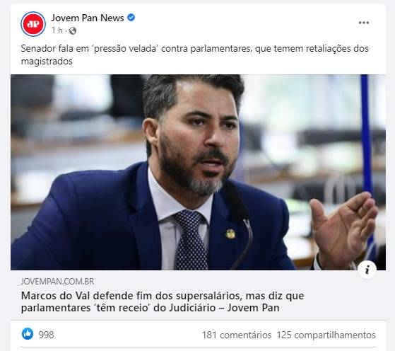 Jovem Pan confunde senador capixaba com pré-candidato a governador de Rondônia e leitores “trollam” reportagem em site