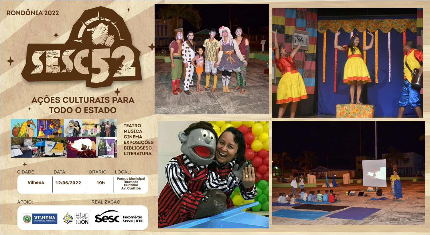 Com apoio da Fundação Cultural, projeto cultural Sesc 52 acontece neste domingo na praça da Avenida Curitiba, no Cristo Rei