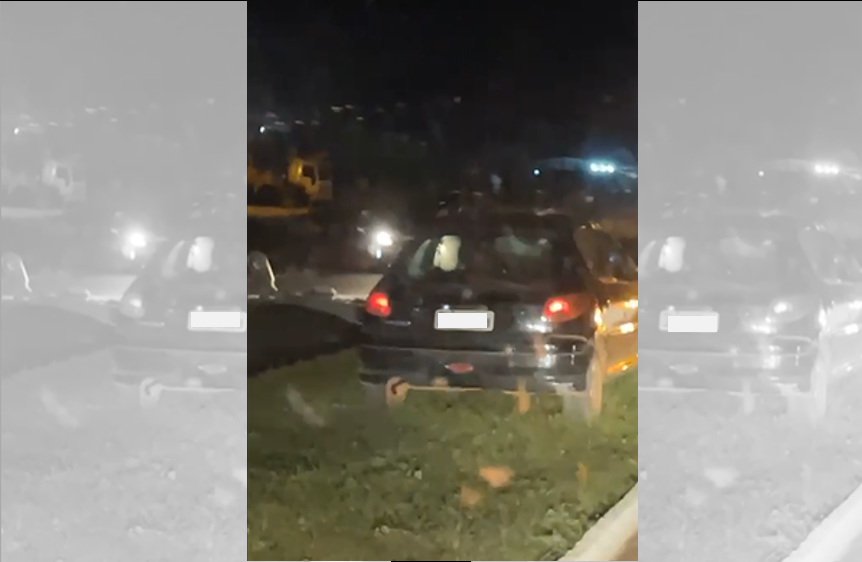 ASSISTA VÍDEO: motorista com sinais de embriaguez sobe em canteiro de avenida e derruba poste de iluminação