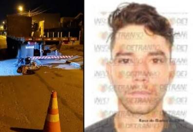 Motocicleta bate em caminhão estacionado no centro de Vilhena e rapaz de 24 anos morre a caminho da UPA