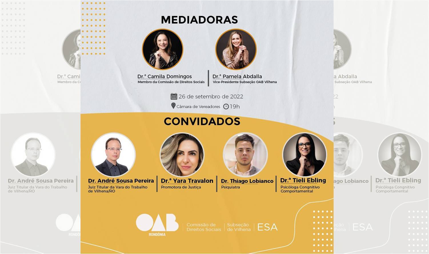 É HOJE: Conferência Sobre Saúde Mental organizada pela OAB Vilhena terá a participação de juiz, promotora, psiquiatra e psicóloga