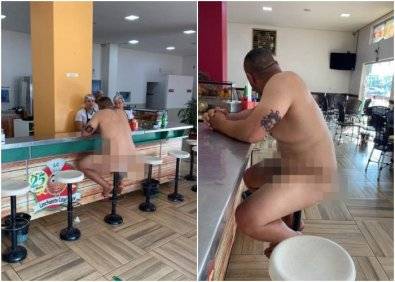 ASSISTA VÍDEO: homem completamente pelado anda pelas ruas, entra em lanchonete e mobiliza polícia em cidade de MT