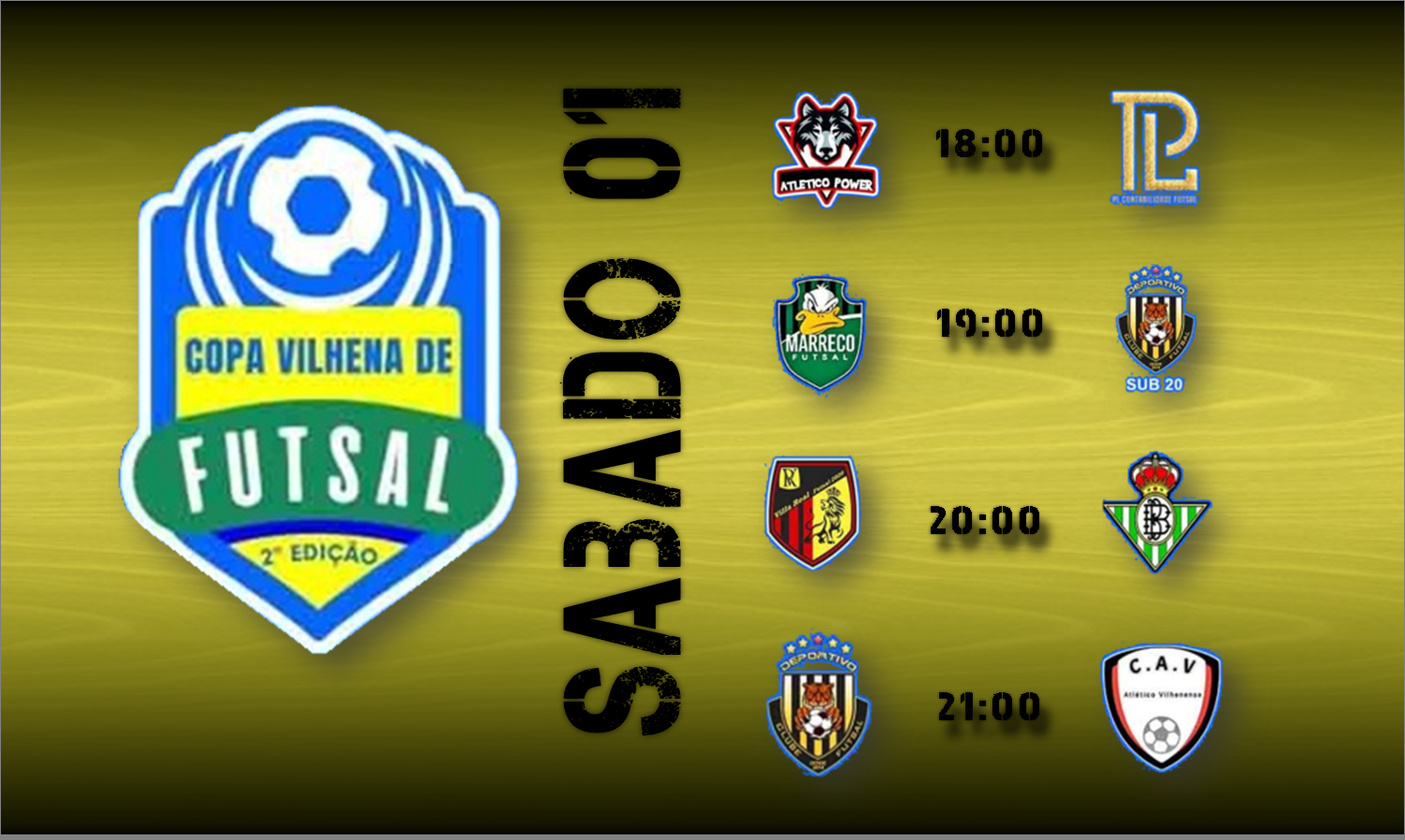 Copa Vilhena de Futsal tem quatro jogos neste sábado; confrontos acontecem no Ginásio Jorge Teixeira de Oliveira