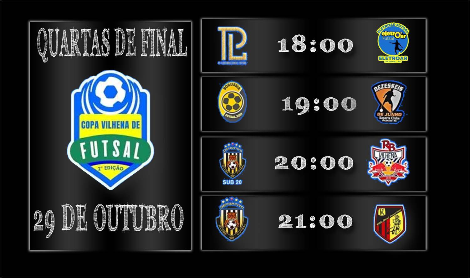 Definidos os confrontos das quartas de final da Copa Vilhena de Futsal; últimos classificados foram conhecidos no sábado