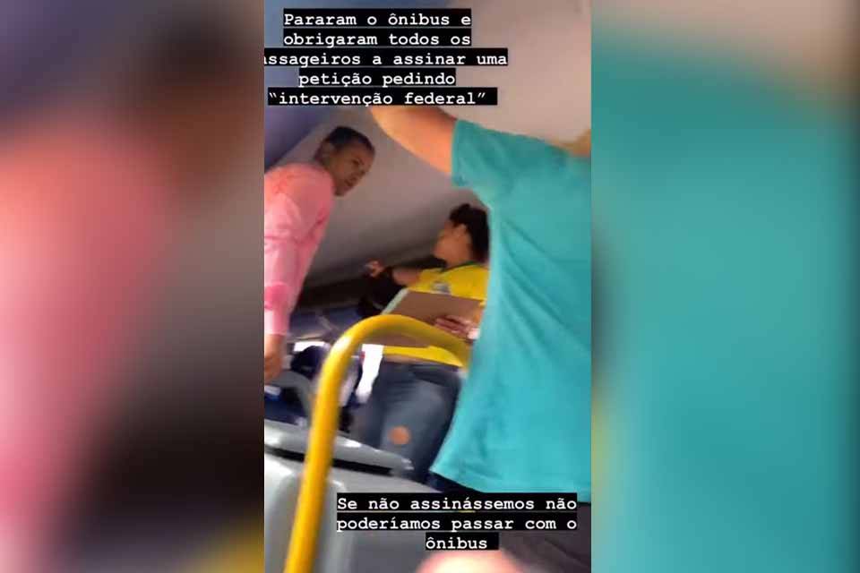 ASSISTA VÍDEO: viraliza vídeo que mostra coação de passageiros em ônibus durante bloqueio da BR 364, em Vilhena