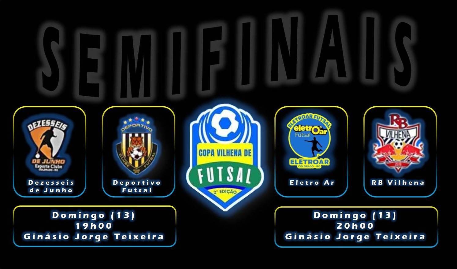 Domingo tem as semifinais da Copa Vilhena de Futsal; confrontos serão no Ginásio Jorge Teixeira de Oliveira