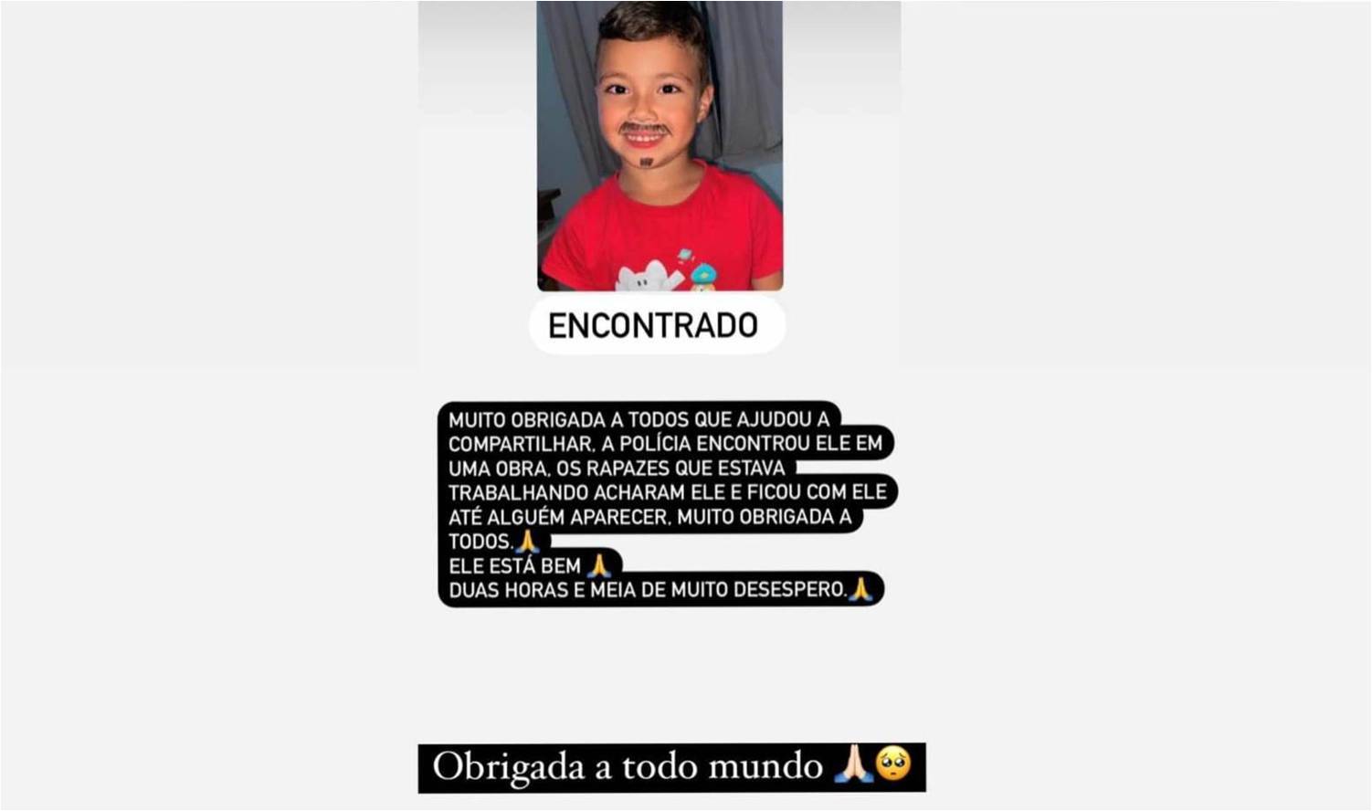 Policiais Militares encontram gorotinho de 5 anos que havia desaparecido no Bairro Barão do Melgaço III, em Vilhena