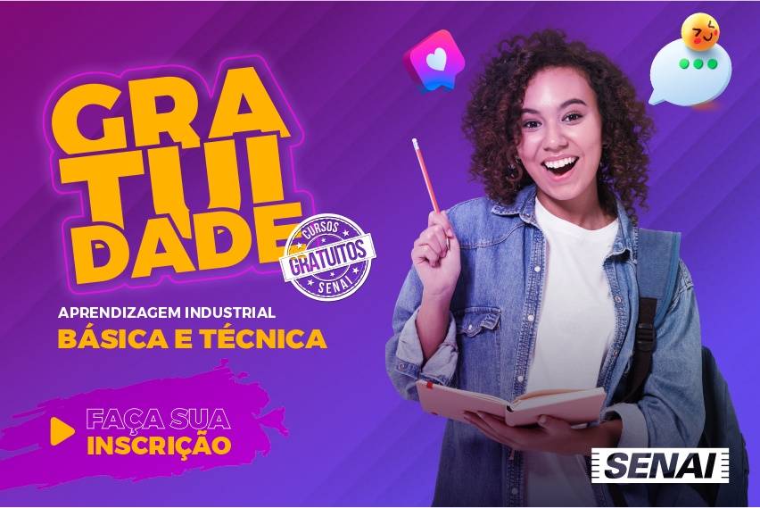SENAI Vilhena está com inscrições abertas para cursos gratuitos de aprendizado industrial para jovens de 14 a 23 anos