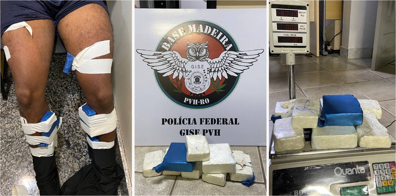 Com tabletes de cocaína colados ao corpo, inclusive nas “partes íntimas”, homem é preso em aeroporto de Rondônia