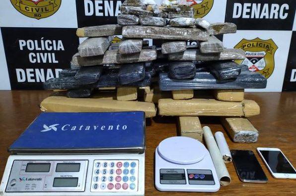 GRANDE APREENSÃO: Polícia Civil de RO prende foragida da Justiça de MT com 40 quilos de drogas que seriam vendidas no carnaval