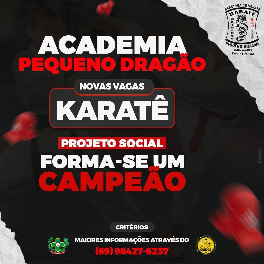 Academia Pequeno Dragão está com inscrições abertas para o projeto “Forma-se um Campeão”