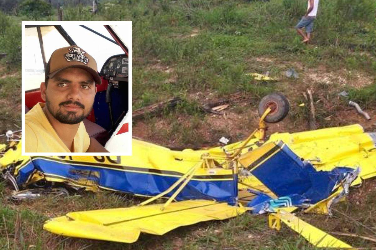 Em cidade de MT, avião agrícola cai e mata piloto de 30 anos; Bombeiros resgataram o corpo