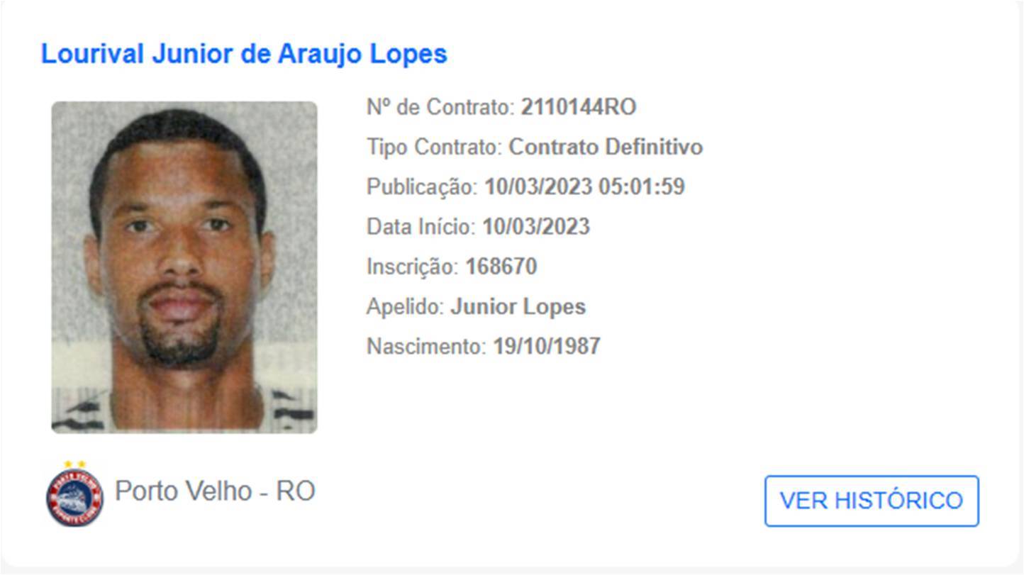 Nome do Superintendente da Sejucel aparece no BID como jogador contratado do Porto Velho e causa estranheza