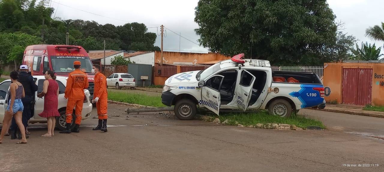 Vilhena: viatura da PM sofre acidente durante perseguição pelas ruas do Jardim Eldorado