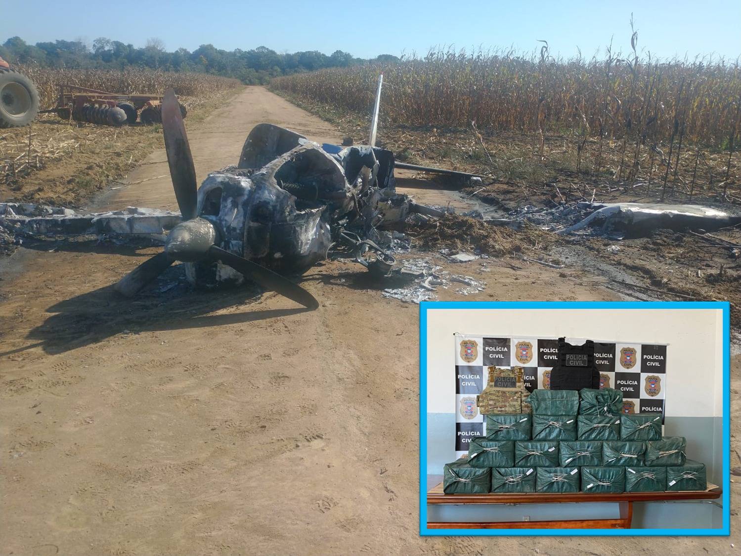 Uma semana após avião incendiado, polícia de cidade vizinha apreende carregamento de cocaína avaliado em mais de R$ 13 milhões